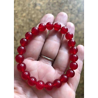 CHIẾC VÒNG MAY MẮN ĐÁ MÃ NÃO ĐỎ 8MM NỮ MỆNH HỎA THỔ
