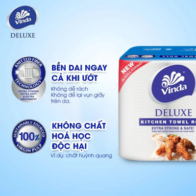 Lốc 6 Cuộn Khăn Giấy Bếp Đa Năng Siêu Thấm Vinda Deluxe