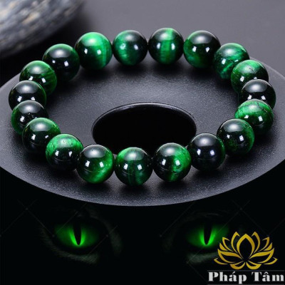 Vòng Tay Đá Mắt Hổ Xanh Lục Cao Cấp Hạng A - Tâm Phong Thủy