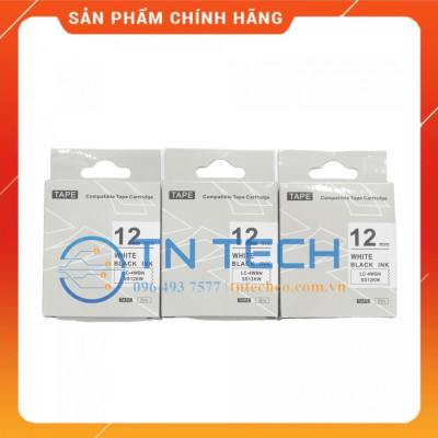 Nhãn in TEPRA - EPSON LC-4WBN (SS12KW) – Chữ đen nền trắng 12MM X 8M  - Dùng cho máy in nhãn TEPRA - EPSON [Hàng nhập khẩu]