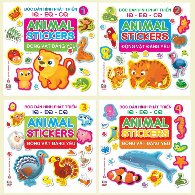 Sách - Combo 4 Cuốn Bóc Dán Hình Động vật đáng yêu - Animal Stickers (VT) mk