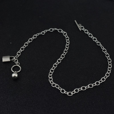 Vòng cổ hạt tròn bằng thép không gỉ cool hip-hop chuỗi xương đòn unisex