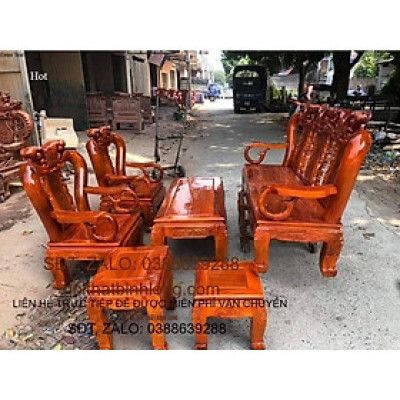 bộ bàn ghế quốc đào tay 12 gỗ xà cừ đỏ