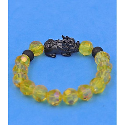 Vòng tay Pha Lê Vàng cắt giác 10 ly Charm Tỳ Hưu inox 2 Bi VFLGVTHEHB10 - Vòng tay tỳ hưu phong thủy