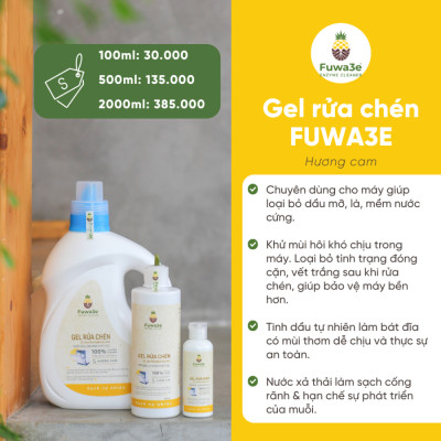 nước rửa bát cho máy rửa chén bát Fuwa3e hữu cơ sinh học dạng gel 500ml