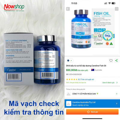 Fish Oil 1000mg Careline Hộp 100 viên dầu cá hồi Úc chứa Omega-3 bổ não sáng mắt tốt cho tim mạch