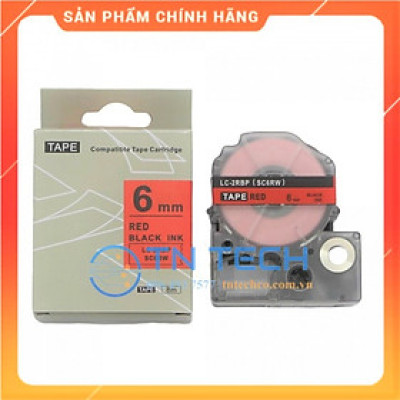 Nhãn in TEPRA - EPSON LC-2RBP (SC6RW) – Chữ đen nền đỏ 6MM X 8M  - Dùng cho máy in nhãn TEPRA - EPSON [Hàng nhập khẩu]