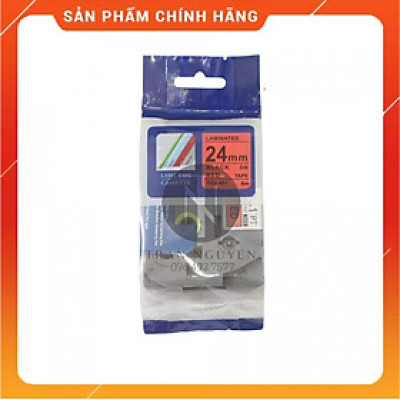 Nhãn In đa lớp Tz2-451 - Đen nền đỏ 24mm x 8m - Hàng nhập khẩu
