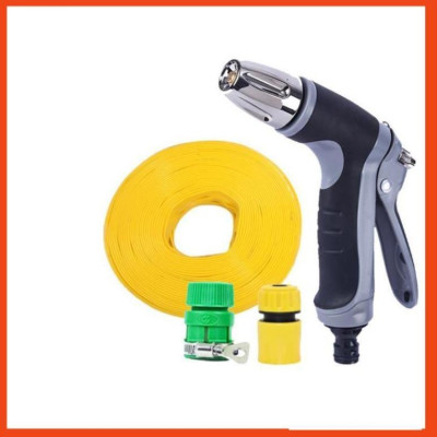 Bộ dây vòi xịt nước rửa xe, tưới cây,tăng áp 3 lần cút nhựa nối nhựa vàng loại 7-10m 206817
