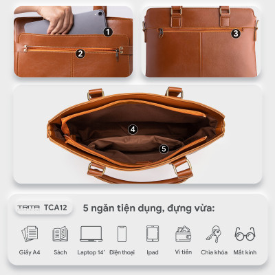 Cặp công sở Trita ( Thời trang nam đa năng - Cặp da TCA12 )