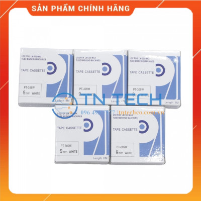 Nhãn in MAX PT-309W - Chữ đen nền trắng 9MM x 8M - Dùng cho máy in ống MAX [Hàng nhập khẩu]