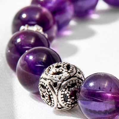 Vòng tay đá thạch anh tím phối đồng tiền Ngọc Quý Gemstones