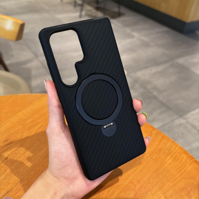 Ốp Lưng Carbon Từ Tính 360 Chống Sốc Hỗ Trợ Sạc Không Dây Cho Samsung Galaxy S25 Ultra / S25 Plus / S24 Ultra