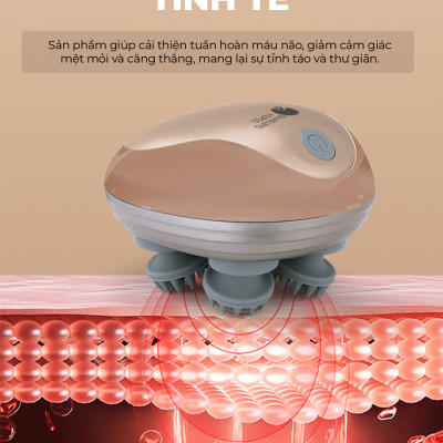 Máy Massage Đầu Buheung MK-341, công suất 5W, 4 đầu massage silicon đa điểm, BH chính hãng 12 tháng