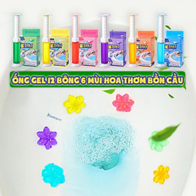 Gel Thơm Bồn Cầu Hoa Khử Mùi Toilet Nhà Vệ Sinh 6 Mùi Hương Thiên Nhiên Ống Bơm 12 Bông