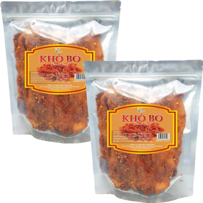 LOẠI ÍT CAY THỊT BÒ KHÔ DẠNG MIẾNG MỀM THƯƠNG HIỆU SK FOOD - TỔNG 2 BỊCH 1 KG