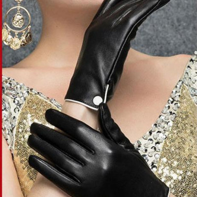 Bao tay nữ lót lông YAOYAO Găng tay nữ da cừu bấm cúc trắng - BHY9748 Găng tay da cảm ứng. Hàng chính hãng.