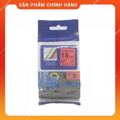 Nhãn In HZE-FX441 - Đen nền đỏ 18mm x 8m - Dùng cho máy in BROTHER - AIMO - PUTY  [Hàng nhập khẩu]