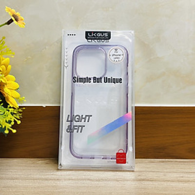 Ốp lưng dành cho iPhone 14 Pro Likgus trong viền màu tím- Hàng chính hãng