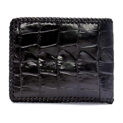 HC2222-23-24-46 - Ví nam Huy Hoàng da cá sấu đan viền gai màu đen, nâu đỏ, vàng bò, nâu đất