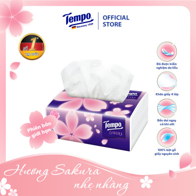 [LỐC 4 GÓI] Khăn Giấy Rút Cao cấp Tempo Hương Sakura - 4 Lớp Bền Dai, An Toàn Cho Da - Thương Hiệu Đức (Lốc 4 Gói)