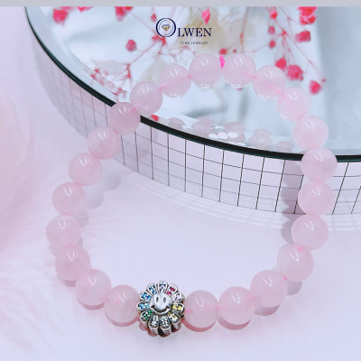 Vòng Tay Phong Thủy Thạch Anh Hồng, Đơn Giản, Cá Tính