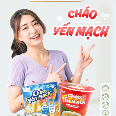Cháo yến mạch gạo lứt ly TÂM MINH FOODS dinh dưỡng ăn liền tiện lợi
