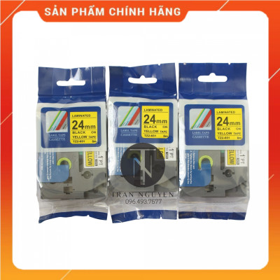Tz2-651 Nhãn in đa lớp 24mm x 8m - Đen nền vàng - Hàng nhập khẩu