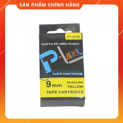 Nhãn in CASIO PT-9YW - Chữ đen nền vàng 9MM x 8M - Dùng cho máy in nhãn CASIO [Hàng nhập khẩu]
