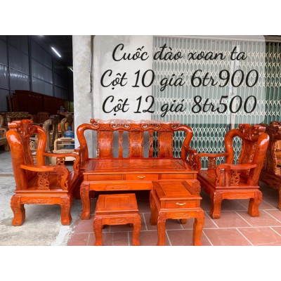 Bộ bàn ghế quốc đào gỗ xoan ta 6 món tay 10