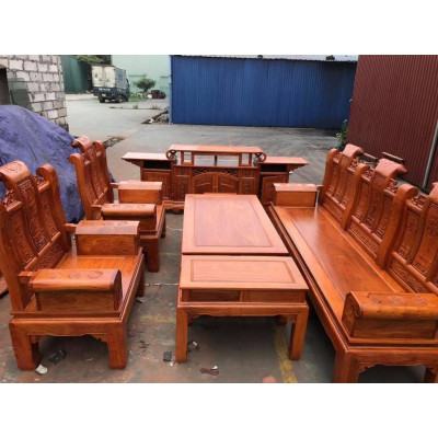 Bộ bàn ghế Âu Á Hộp Cuốn Thư gỗ hương đá