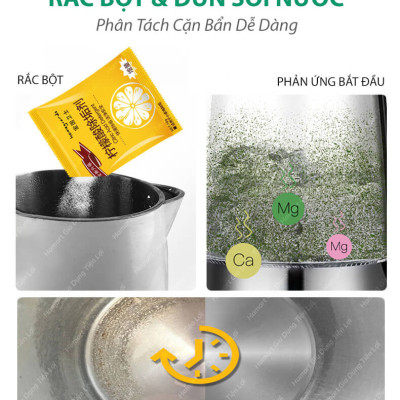 Gói Tẩy Cặn Canxi Phích Nước 10g Acid Citric Dạng Bột Tẩy Cặn Bình Đun Nước Siêu Tốc Tiện Dụng