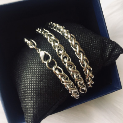 Bộ Dây Chuyền Nam Nữ inox kiểu Xích Lặc, Phong cách Châu Mỹ, Kèm hộp đựng lót nỉ.