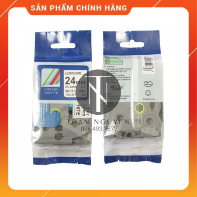 [Combo 5 hộp] Nhãn In đa lớp Tz2-251 - Đen nền trắng 24mm x 8m - Hàng nhập khẩu