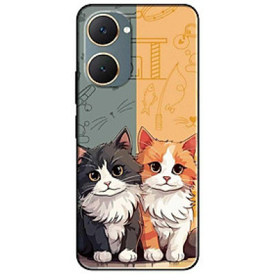 Ốp lưng cho Vivo Y03 - Y03T - Y18 - Y18S - Y18T - Y27 5G - Y28 4G - Y36 - Hai Bé Mèo - Hàng Chính Hãng