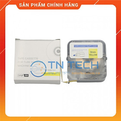 Nhãn in PUTY PT-1009Y - Chữ đen nền vàng 9MM x 8M - Dùng cho máy in ống PUTY PT-1010 [Hàng nhập khẩu]