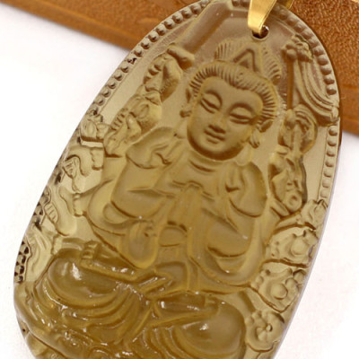 Mặt dây chuyền phật Thiên Thủ Thiên Nhãn đá Obsidian 5cm MBNN8 - phật bản mệnh tuổi Tý - Mặt size lớn