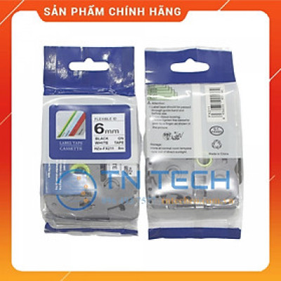 Nhãn In HZE-FX211 - Đen nền trắng 6mm x 8m - Dùng cho máy in BROTHER - AIMO - PUTY [Hàng nhập khẩu]