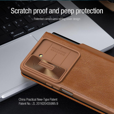 Bao da cho Samsung Galaxy Z Fold6 hiệu Nillkin Qin Pro Leather case (chống sốc, có khe để bút)- Hàng chính hãng