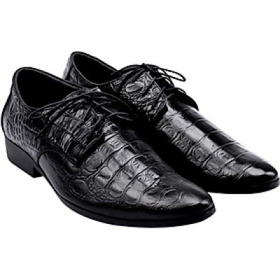 Giày Tây Nam Vân Cá Sấu Huy Hoàng HT7128 - Đen