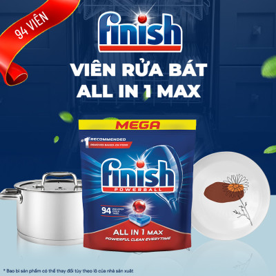 Viên rửa bát Finish All in 1 Max 94 viên chanh