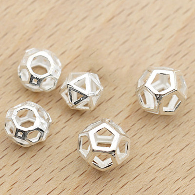 Combo 5 cái charm bạc chặn hạt hình đa giác xỏ ngang 1 - Ngọc Quý Gemstones