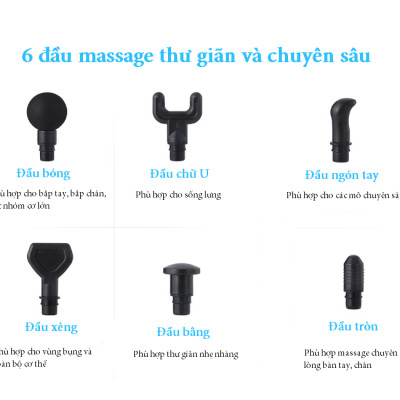 Máy Massage Cầm Tay 6 đầu Massage với 30 chế độ mát xa toàn thân - Máy Massage Toàn Thân Sử Dụng Pin Sạc