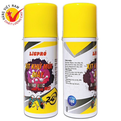 Chai xịt khử mùi giày, chống hôi chân Ligpro, 160ml, công nghệ kháng khuẩn Nano bạc