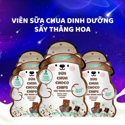 [Mua 2 tặng 1 Móc Khóa Gấu] Sữa Chua Sấy Thăng Hoa IYaua Gấu Hạt Nút Vị CHOCO CHIPS Túi 16G