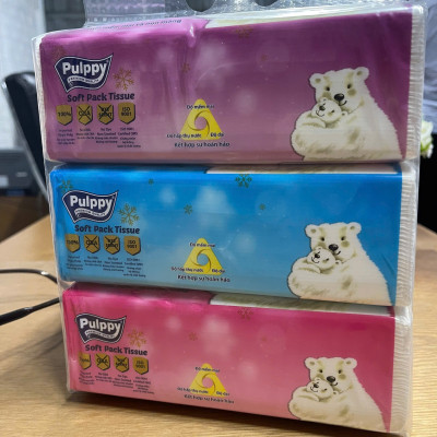 Khăn Giấy Rút Pulppy Polar Bear Bịch Khăn Giấy 180 Tờ 2 Lớp