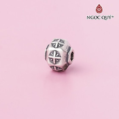 Charm bạc lục giác họa tiết chữ thập xỏ ngang - Ngọc Quý Gemstones