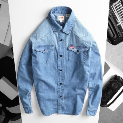 Áo sơ mi denim wax nhẹ cực bụi_nam tính