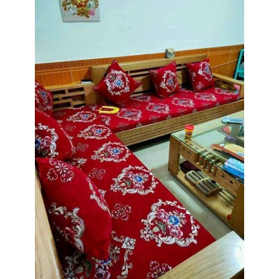 Bàn ghế tiếp khách góc chữ L Gỗ Sồi màu óc chó