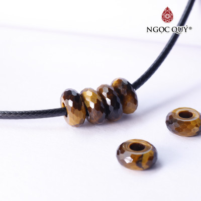 1 cái charm đá hình bánh xe đá mắt hổ vàng nâu 14mm lỗ 5mm mệnh thổ,kim - Ngọc Quý Gemstones